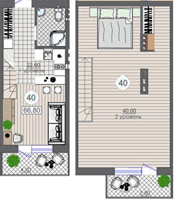 Двухуровневая 66.8 м² в ЖК Smart House от 21 850 грн/м², г. Южное