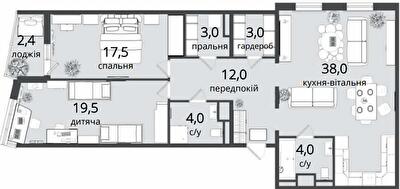 3-кімнатна 104 м² в ЖК Art Парк від 22 000 грн/м², Київ