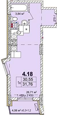 1-кімнатна 31.76 м² в Апарт-комплекс Ітака від 30 100 грн/м², Одеса