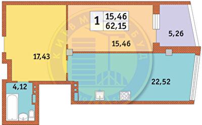 1-кімнатна 62.15 м² в ЖК Costa fontana від 29 700 грн/м², Одеса