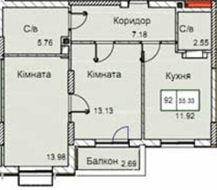 2-кімнатна 55.33 м² в ЖК Love від 15 350 грн/м², Одеса
