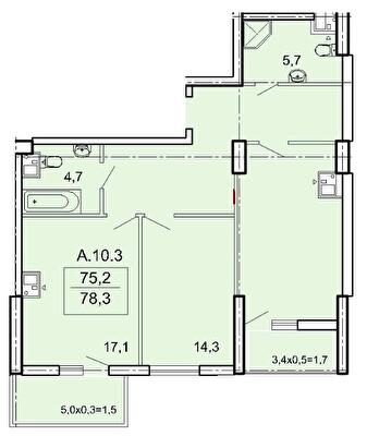 2-кімнатна 78.3 м² в ЖК Акрополь від 30 400 грн/м², Одеса