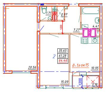 2-кімнатна 64.46 м² в ЖК Удобный від 25 000 грн/м², Одеса