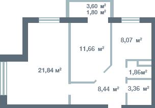 2-комнатная 56.09 м² в ЖК Новосел от 16 950 грн/м², с. Молодежное