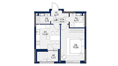 1-кімнатна 44.23 м² в ЖК POLARIS Home&Plaza від 40 047 грн/м², Київ