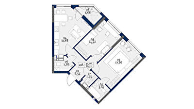 2-комнатная 66.57 м² в ЖК POLARIS Home&Plaza от 36 595 грн/м², Киев