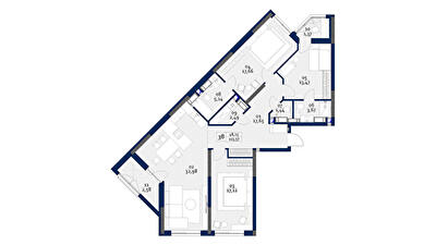 3-комнатная 115.57 м² в ЖК POLARIS Home&Plaza от 34 178 грн/м², Киев