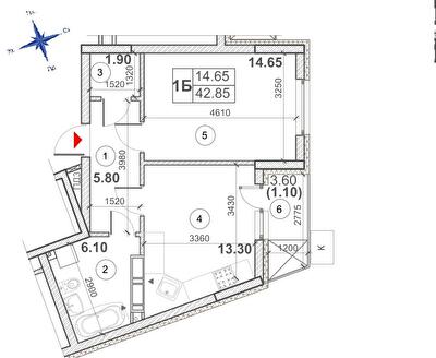 1-комнатная 42.85 м² в ЖК Кирилловский Гай от 36 015 грн/м², Киев