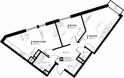 2-комнатная 61.13 м² в ЖК ARTHOUSE park от 27 800 грн/м², Львов