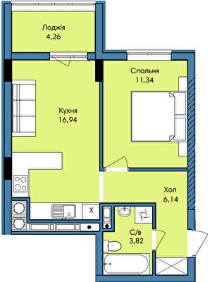 1-комнатная 45.5 м² в ЖК Washington City от 27 500 грн/м², Львов