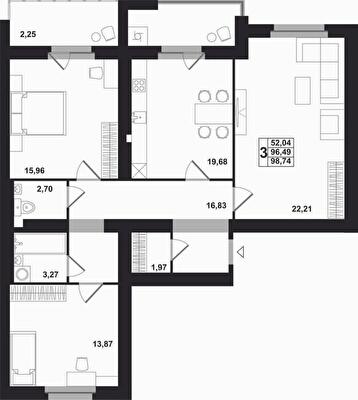 3-комнатная 98.74 м² в ЖК Західна вежа от 15 000 грн/м², Львов