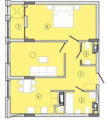 2-комнатная 63.35 м² в ЖК Стрыйская 45. Вторая линия от 31 050 грн/м², Львов