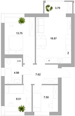 3-кімнатна 63.4 м² в ЖК Вілла Венеція від 24 300 грн/м², м. Винники