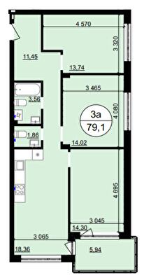 3-комнатная 79.1 м² в ЖК Гринвуд-4 от 17 800 грн/м², пгт Брюховичи
