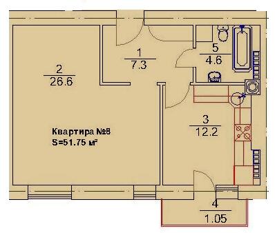 1-комнатная 51.75 м² в ЖК Підгір`я от 12 700 грн/м², г. Трускавец