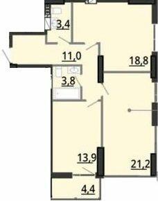 2-кімнатна 73.42 м² в ЖК BonAparte від 31 000 грн/м², Харків