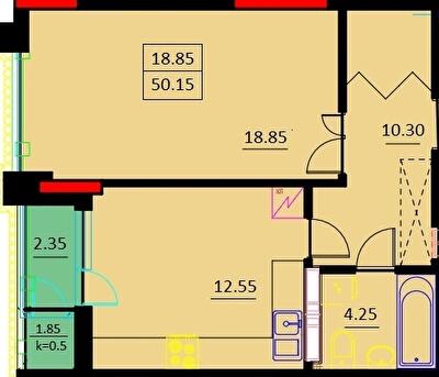 1-комнатная 50.15 м² в ЖК Шевченка от 21 000 грн/м², г. Белая Церковь