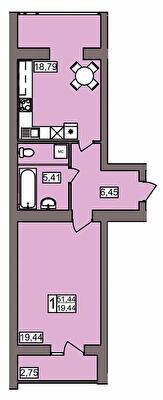 1-комнатная 51.44 м² в ЖК Северный от 11 450 грн/м², Хмельницкий