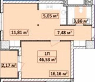 1-кімнатна 46.53 м² в ЖК Capital Tower від 27 000 грн/м², Чернігів