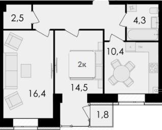 2-кімнатна 59.2 м² в ЖК Forest Home від 22 400 грн/м², Вінниця