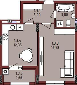 1-кімнатна 39.43 м² в ЖК New від 25 900 грн/м², Львів