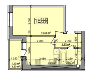 1-комнатная 34.45 м² в ЖК Зоря от 22 500 грн/м², Винница