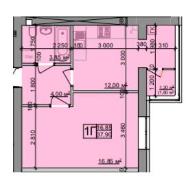 1-комнатная 37.9 м² в ЖК Зоря от 22 500 грн/м², Винница