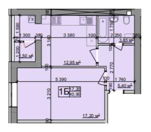 1-кімнатна 40.9 м² в ЖК Зоря від 22 500 грн/м², Вінниця