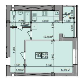 1-комнатная 44.6 м² в ЖК Зоря от 22 500 грн/м², Винница