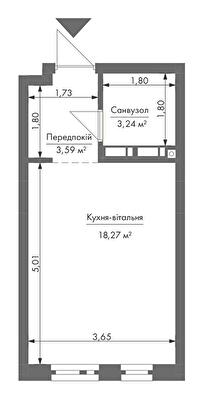 1-кімнатна 26.8 м² в ЖК Gravity Park від 34 371 грн/м², Київ
