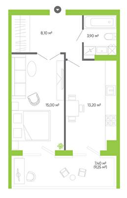 1-кімнатна 47.6 м² в ЖК Оселя Парк від 26 500 грн/м², Луцьк