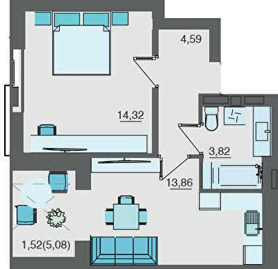 1-кімнатна 37.11 м² в ЖК Супернова від 20 000 грн/м², Луцьк