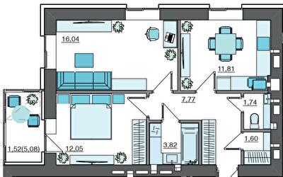 2-кімнатна 56.35 м² в ЖК Супернова від 20 000 грн/м², Луцьк