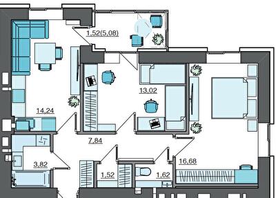 2-комнатная 60.26 м² в ЖК Супернова от 20 000 грн/м², Луцк