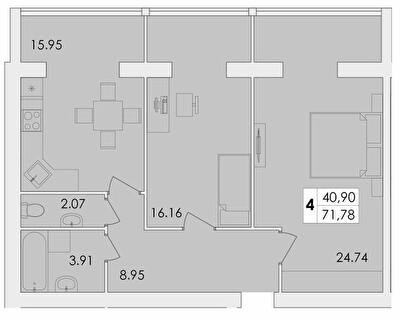 2-кімнатна 71.78 м² в ЖК GREEN VILLAGE від 12 700 грн/м², Житомир
