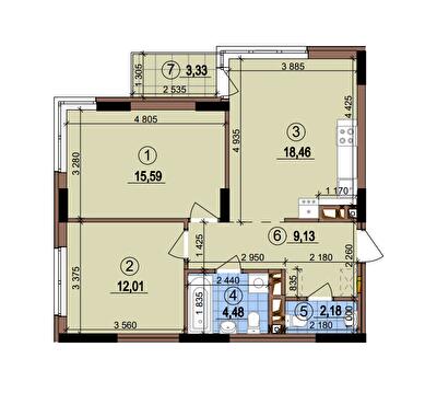 2-комнатная 62.85 м² в ЖК Варшавский-2 от 29 600 грн/м², Киев