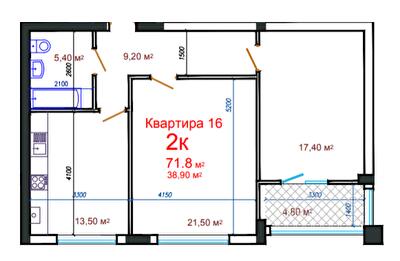 2-кімнатна 71.8 м² в ЖК Потьомкінський від 25 550 грн/м², Херсон