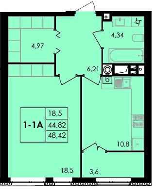 1-комнатная 48.42 м² в ЖК City Park от 22 500 грн/м², Черкассы