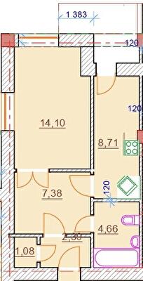 1-комнатная 38.32 м² в ЖК Парк Стоун от 17 050 грн/м², Херсон