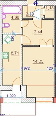 1-кімнатна 38.53 м² в ЖК Парк Стоун від 17 050 грн/м², Херсон