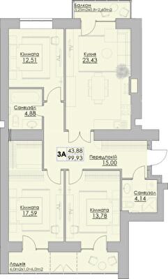 3-комнатная 99.93 м² в ЖК Греків Ліс от 18 150 грн/м², г. Умань