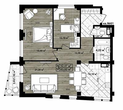 3-кімнатна 83.92 м² в ЖК Paradise Life від 26 500 грн/м², Чернігів