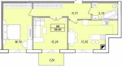 2-кімнатна 69.8 м² в ЖК Єлецький від 27 000 грн/м², Чернігів