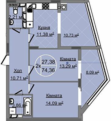 2-комнатная 74.36 м² в ЖК Imperial Park Avenue от застройщика, Черновцы