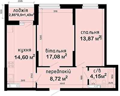 2-кімнатна 59.85 м² в ЖК Авеню 42 від 50 000 грн/м², Київ