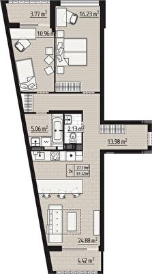 2-кімнатна 81.43 м² в ЖК PARKTOWN від 24 000 грн/м², смт Гостомель