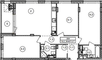 3-комнатная 96.2 м² в ЖК Respublika от 51 000 грн/м², Киев