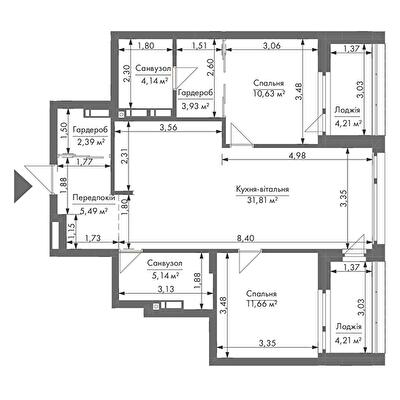 2-кімнатна 75.8 м² в ЖК Gravity Park від 33 088 грн/м², Київ