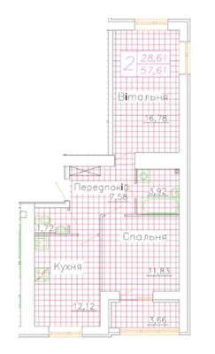 2-кімнатна 57.61 м² в ЖК Центральний від 19 000 грн/м², м. Васильків