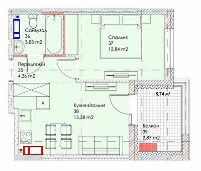 1-кімнатна 39.28 м² в ЖК MAVERICK RESIDENTIAL COMPLEX від 33 300 грн/м², Київ